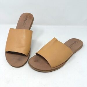 Splendid Thea Leather Slide Sandals Tan Size 8